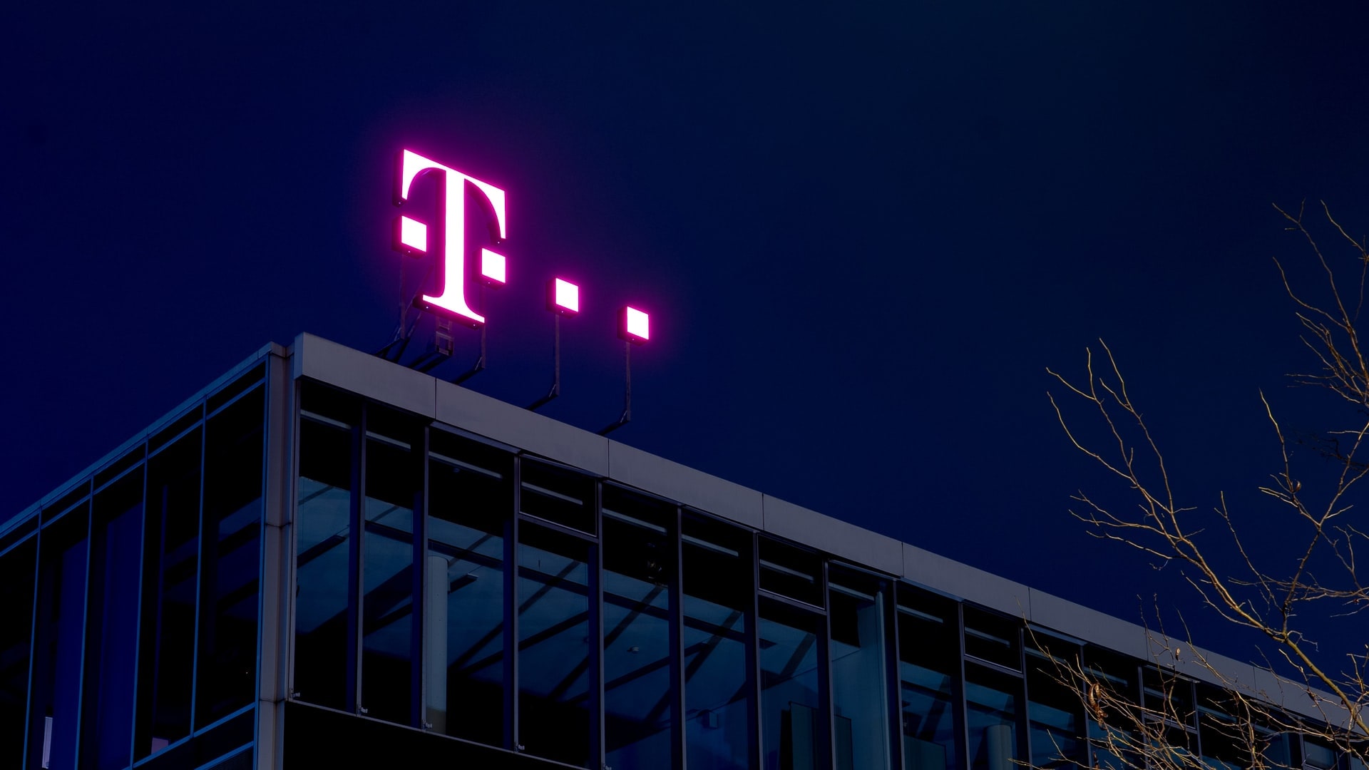 The Telekom logo on a building.